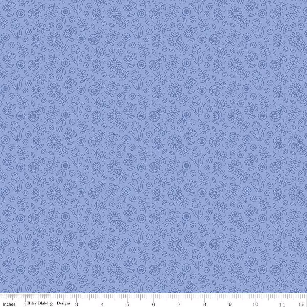 Little Darlin' Tonal Floral Periwinkle - Riley Blake Designs