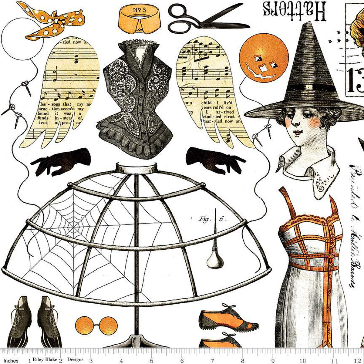 Collage White Black Queen Of We'en by Riley Blake - Sold by the 1/4yd