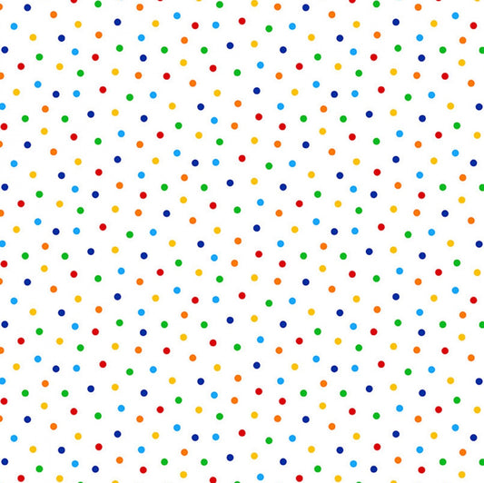 Multi Color Dot Confettie On White - Timeless Treasures