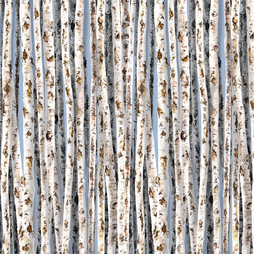 Birch Trees On Blue Sky - Timeless Treasures
