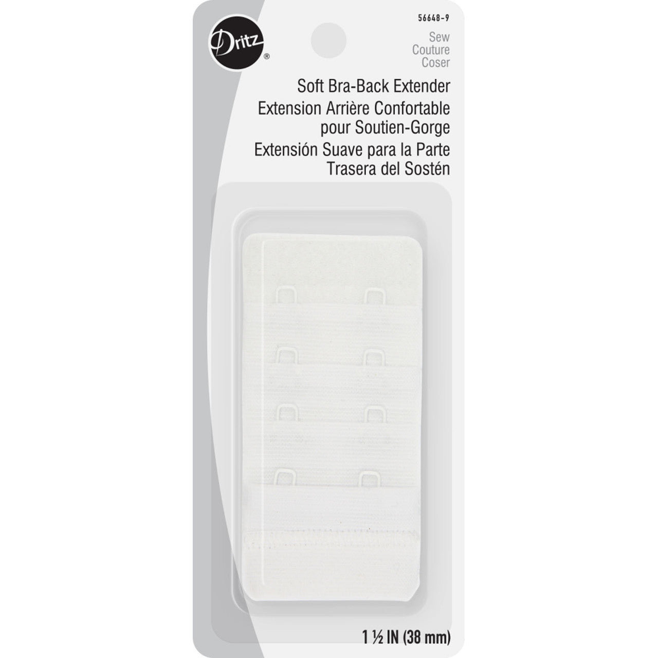 Dritz Soft Bra-Back Extender 1-1/2", White