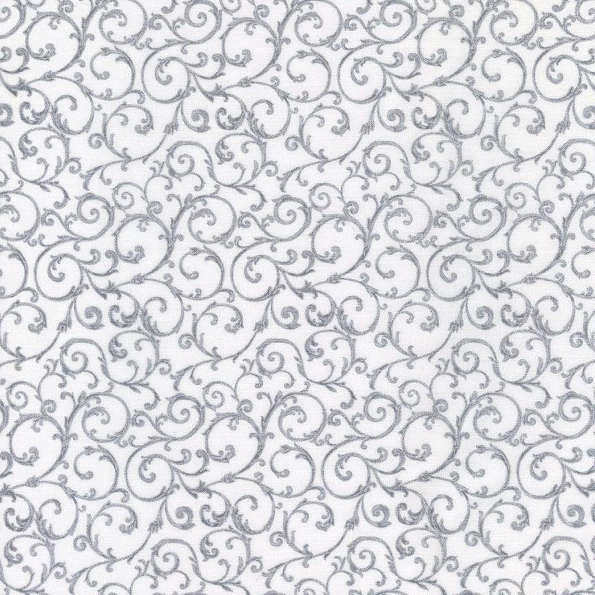 Metallic Scrolls: White - Timeless Treasures