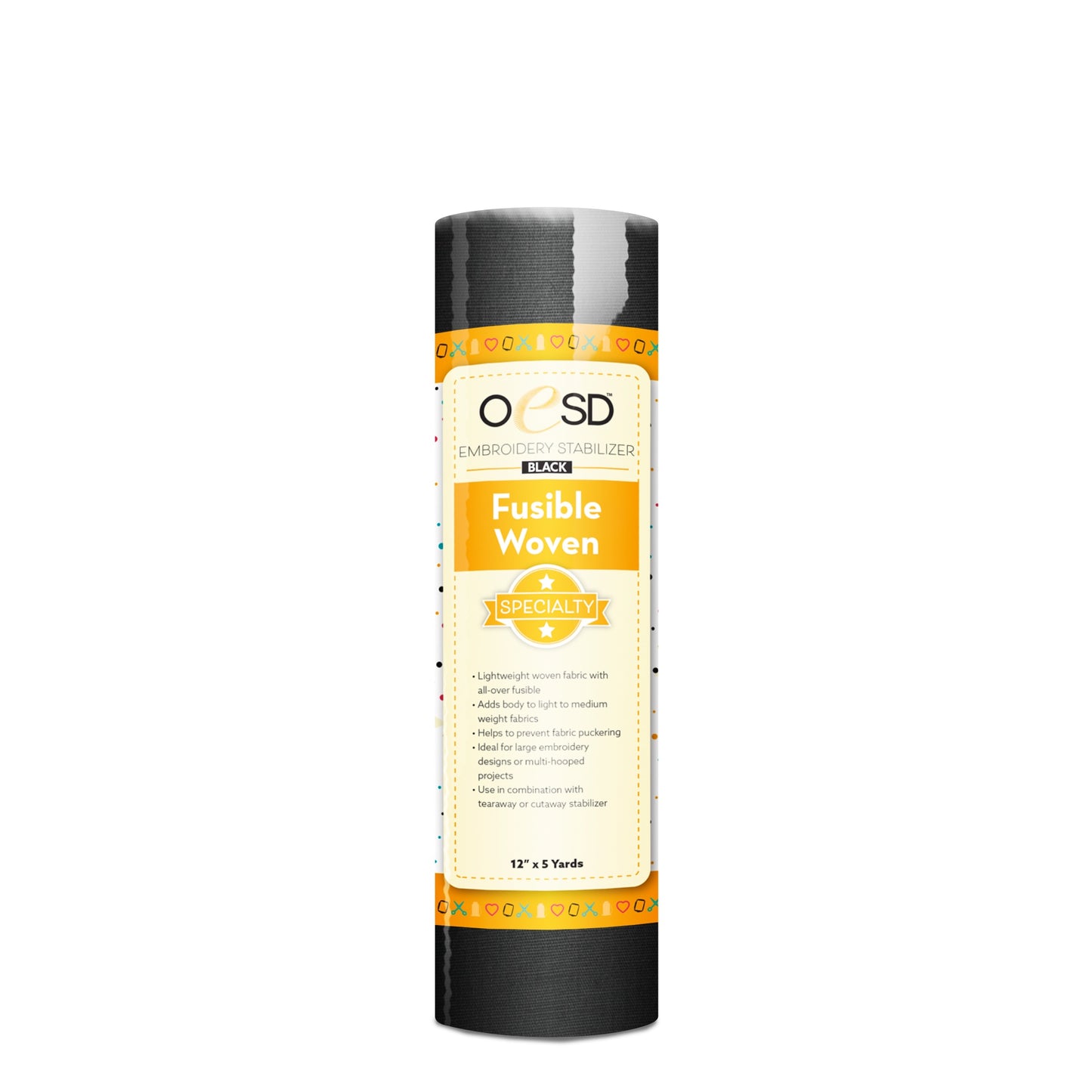 Fusible Woven Black 12" x 5yd OESD