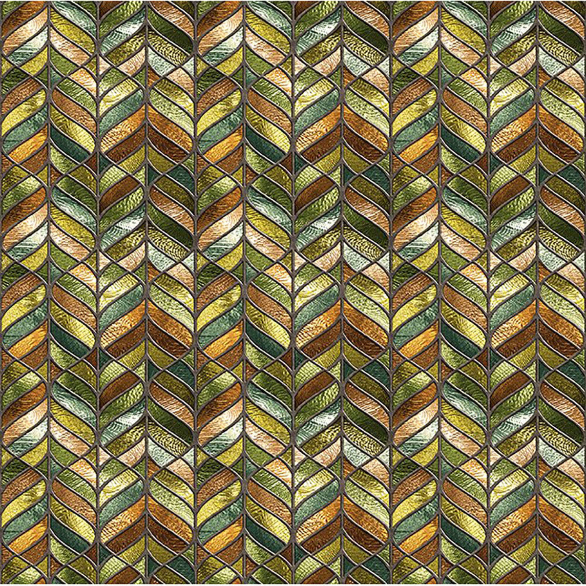 In The Beginnings Fabric - Legendary Journeys Leaf Harlequin Lead Glass