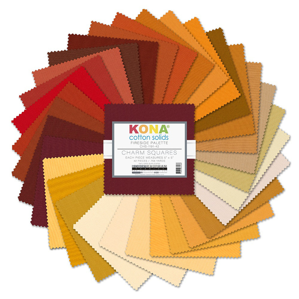 Fireside Palette - Kona Cotton Solids 5"x5" Charm Squares