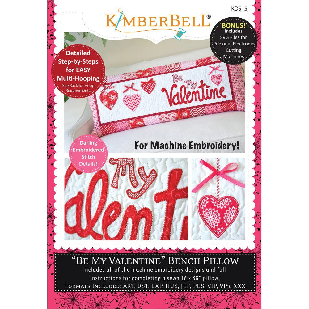Be My Valentine Bench Pillow Embroidery CD