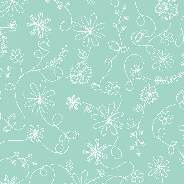 Floral Swirl Aqua - Kimberbell Basics / Maywood Studio
