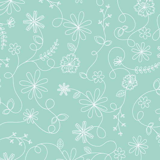 Floral Swirl Aqua - Kimberbell Basics / Maywood Studio