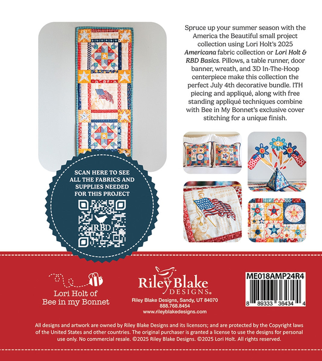 Machine Embroidery Americana America the Beautiful Projects - RIley Blake Designs