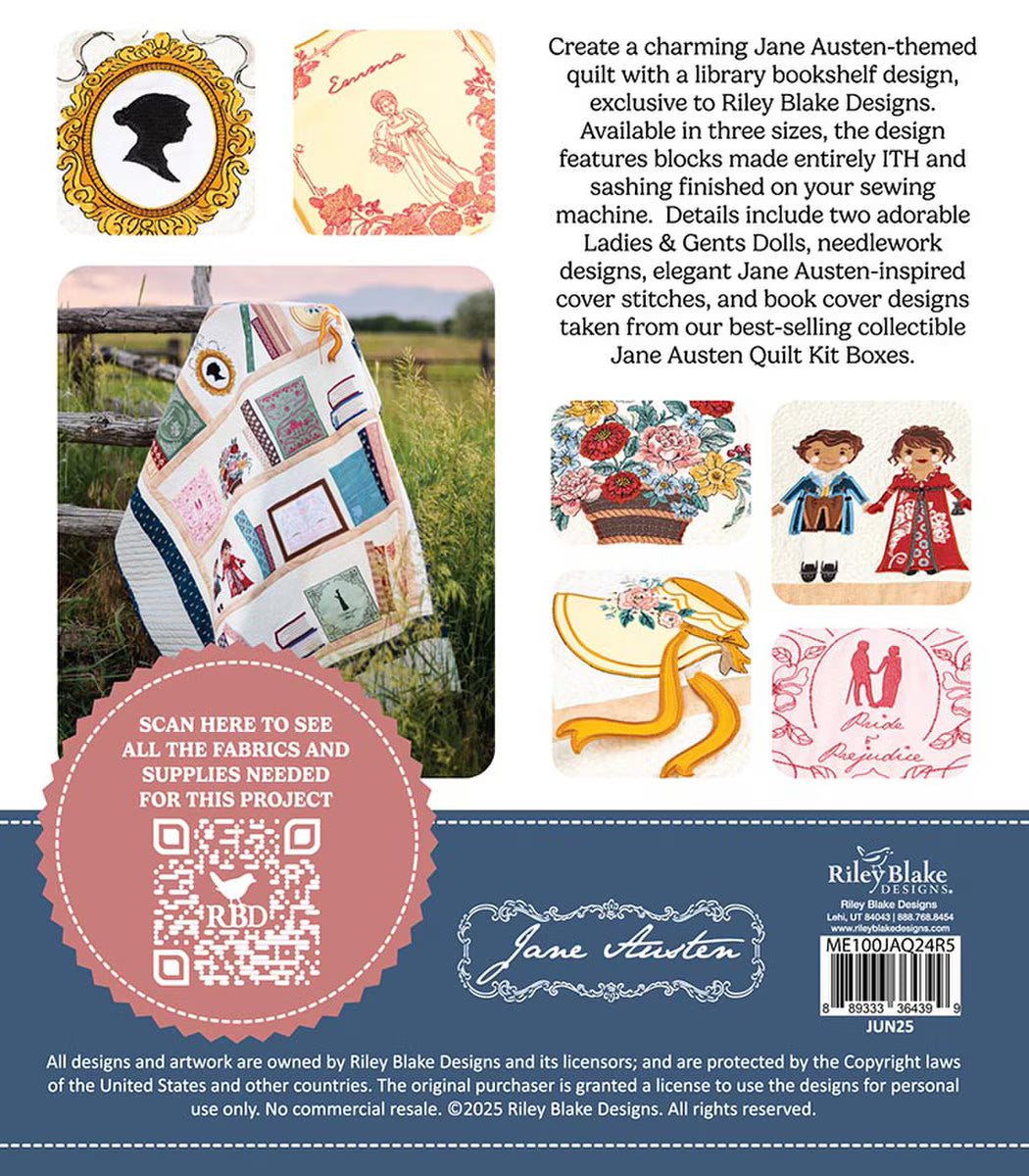 Jane Austen Library Quilt Machine Embroidery CD - Riley Blake Designs