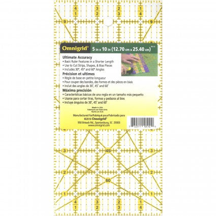 Omnigrid Ruler with Angles 5" x 10"