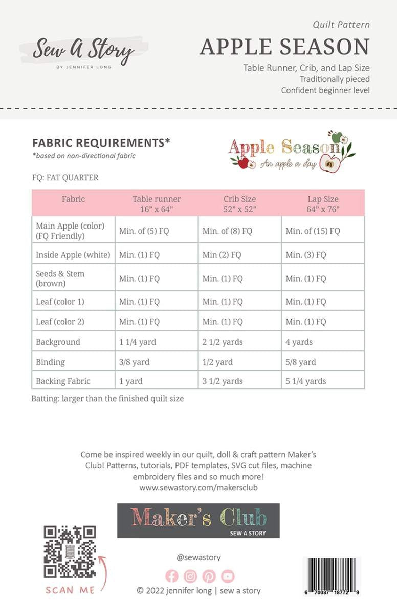 Jennifer Long Apple Season Quilt Pattern - Riley Blake Designs
