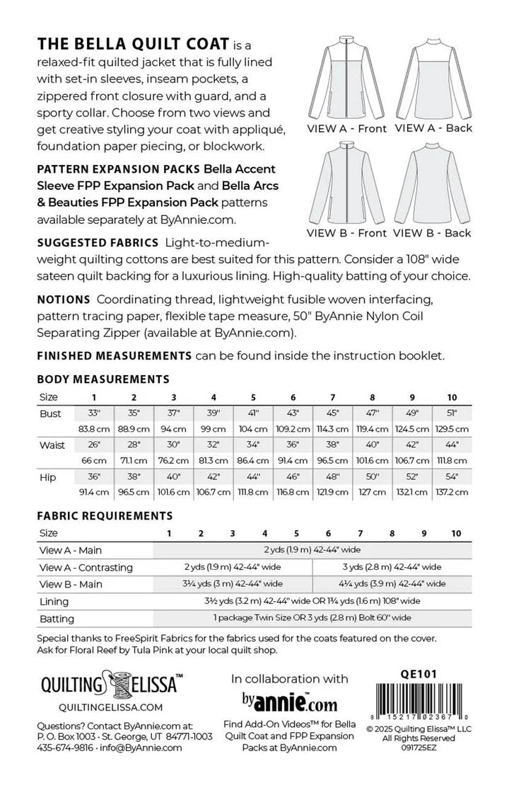 Bella Quilt Coat Pattern by Quilting Elissa