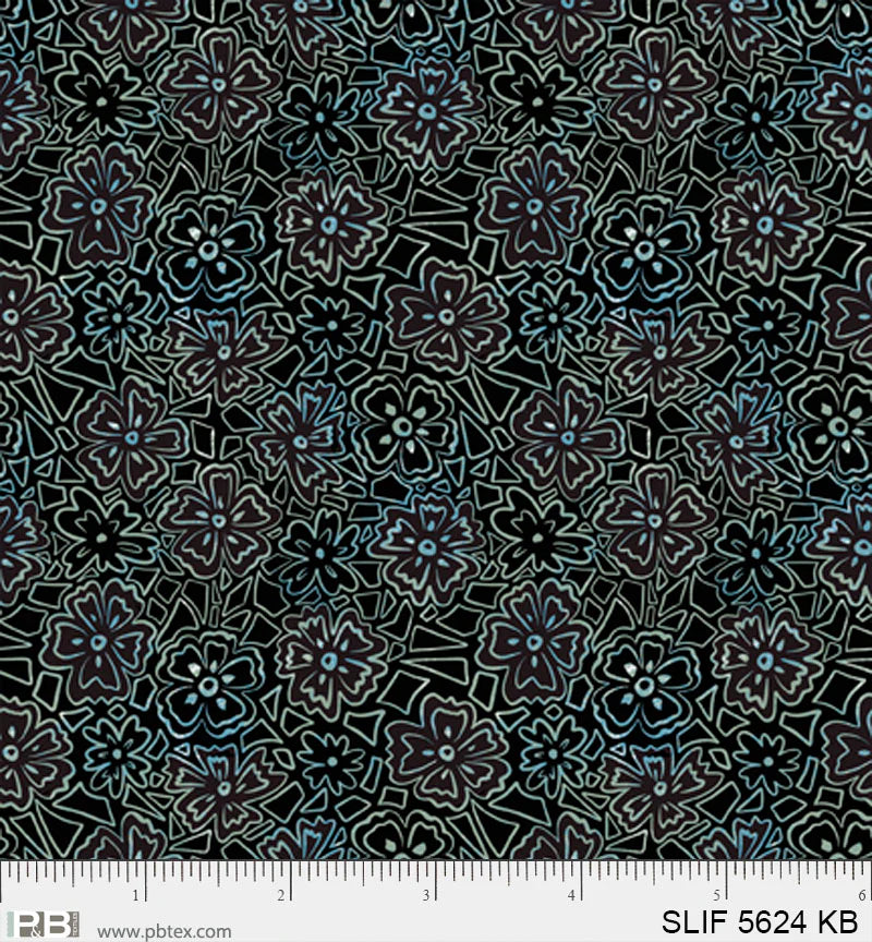 Mini Graphic Floral Black/Blue - Still Life P&B Textiles