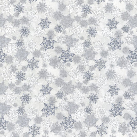 Metallic Snowflakes: White - Timeless Treasures