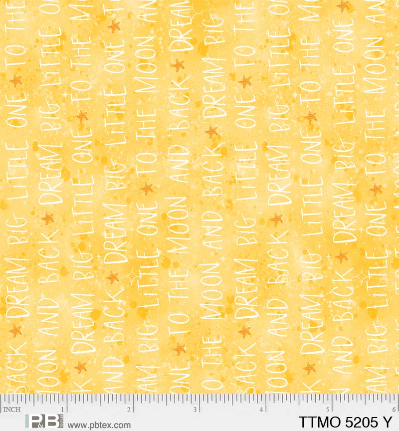 To The Moon Running Words Yellow - By: P&B Textiles