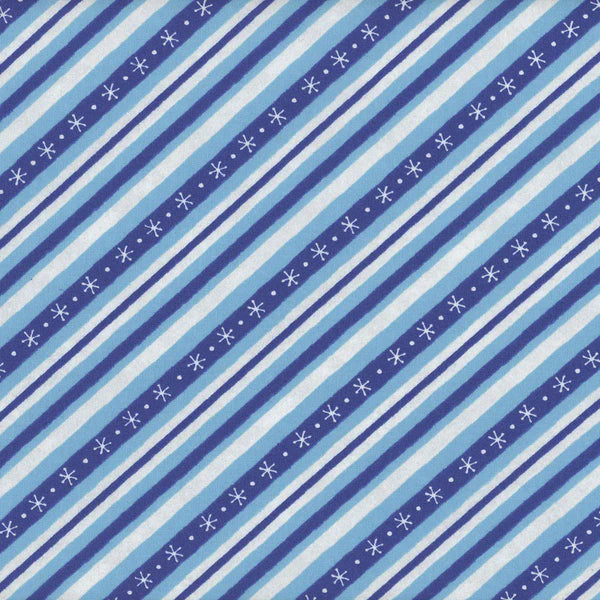 Woodland Gifts Diagonal Stripe Blue By Makiko for Wilmington Prints.
