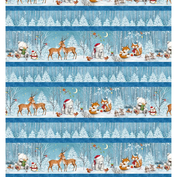 Woodland Gifts Repeating Stripe Multi By Makiko for Wilmington Prints.