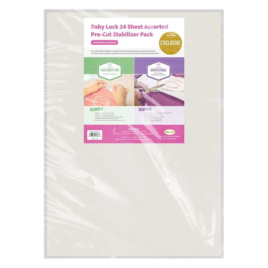 Baby Lock Pre Cut Stabilizer 24 count assorted pack