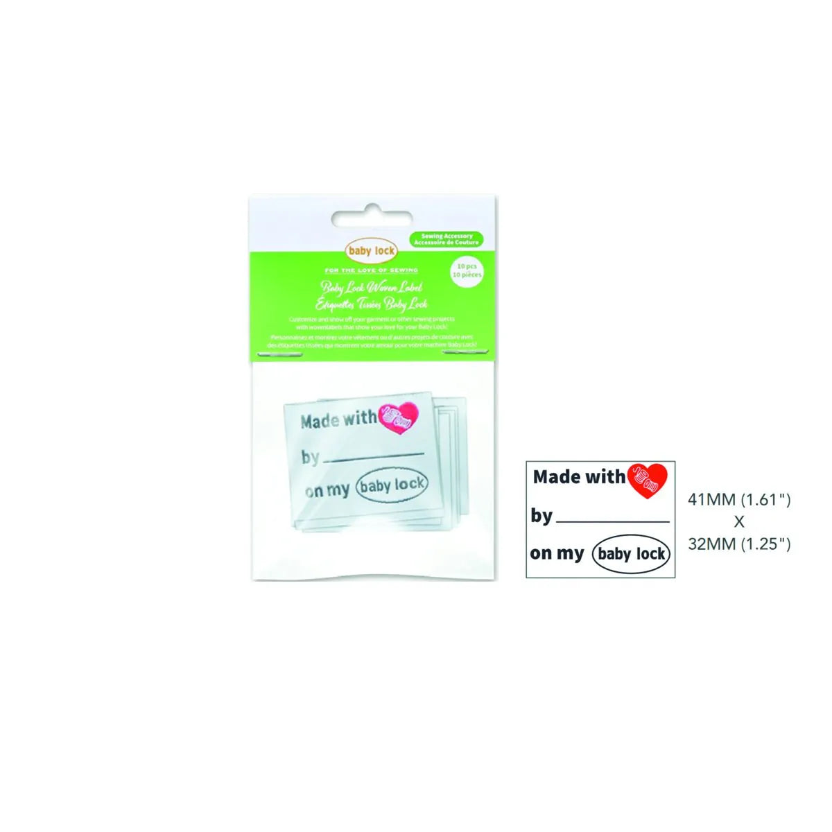 Made with Love From on a Baby Lock Woven Label 10pk