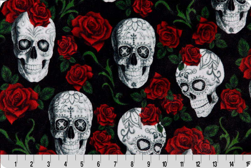 Skulls N Roses Digital Cuddle® Scarlet - Shannon Fabrics
