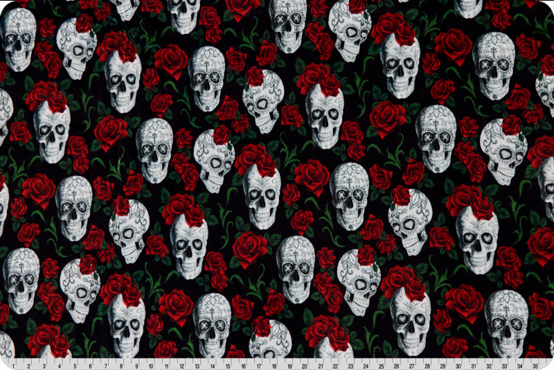 Skulls N Roses Digital Cuddle® Scarlet - Shannon Fabrics