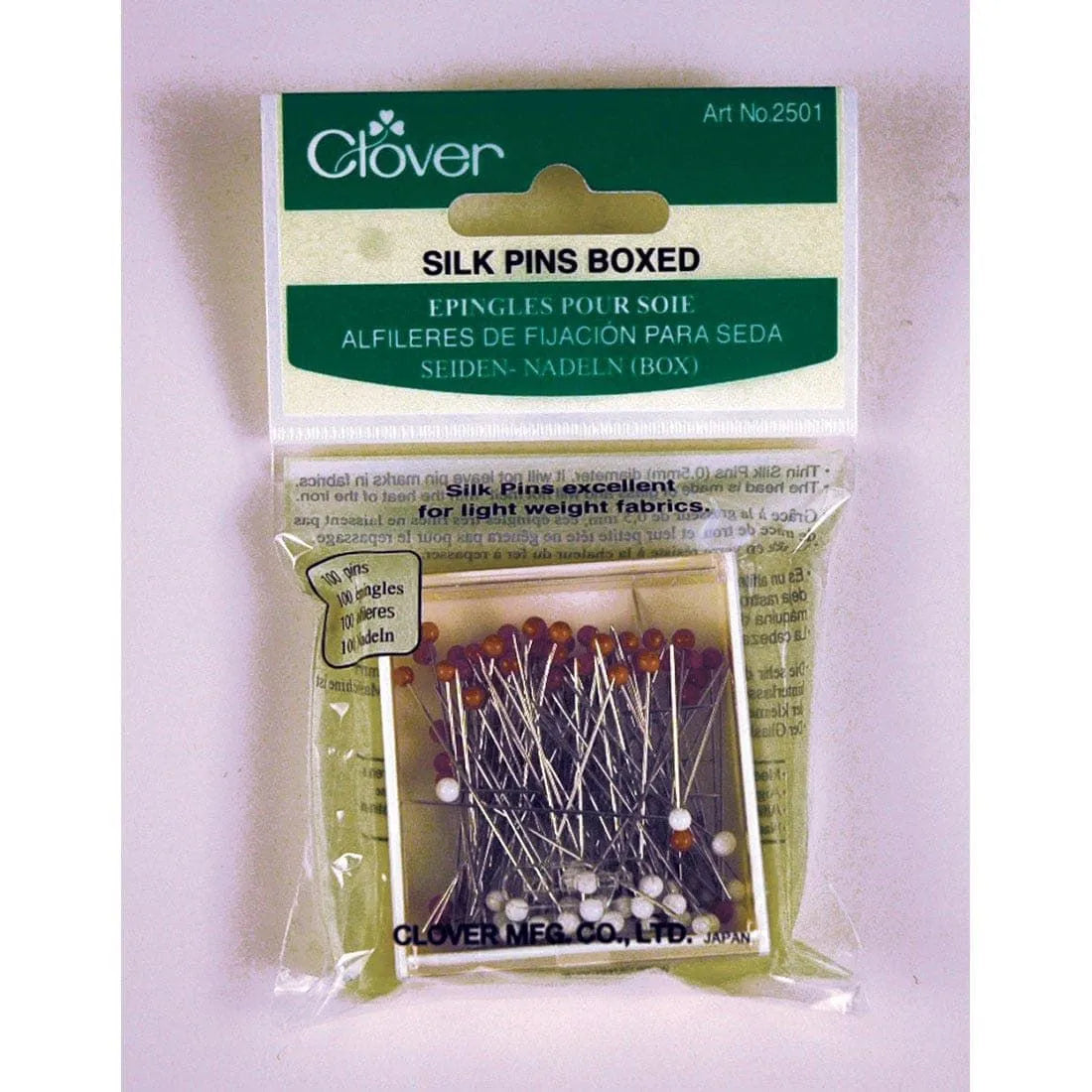 Clover Gass Head Silk Pins 100ct.
