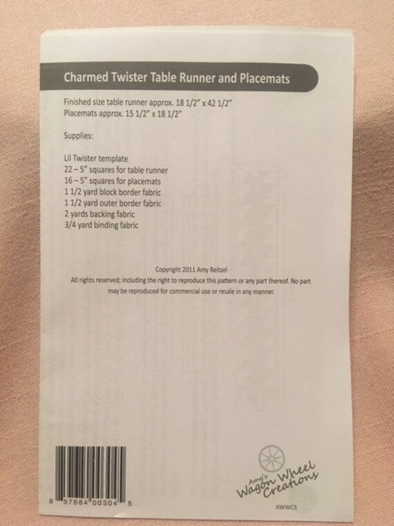Charmed Twister Table Runner & Placemats Pattern