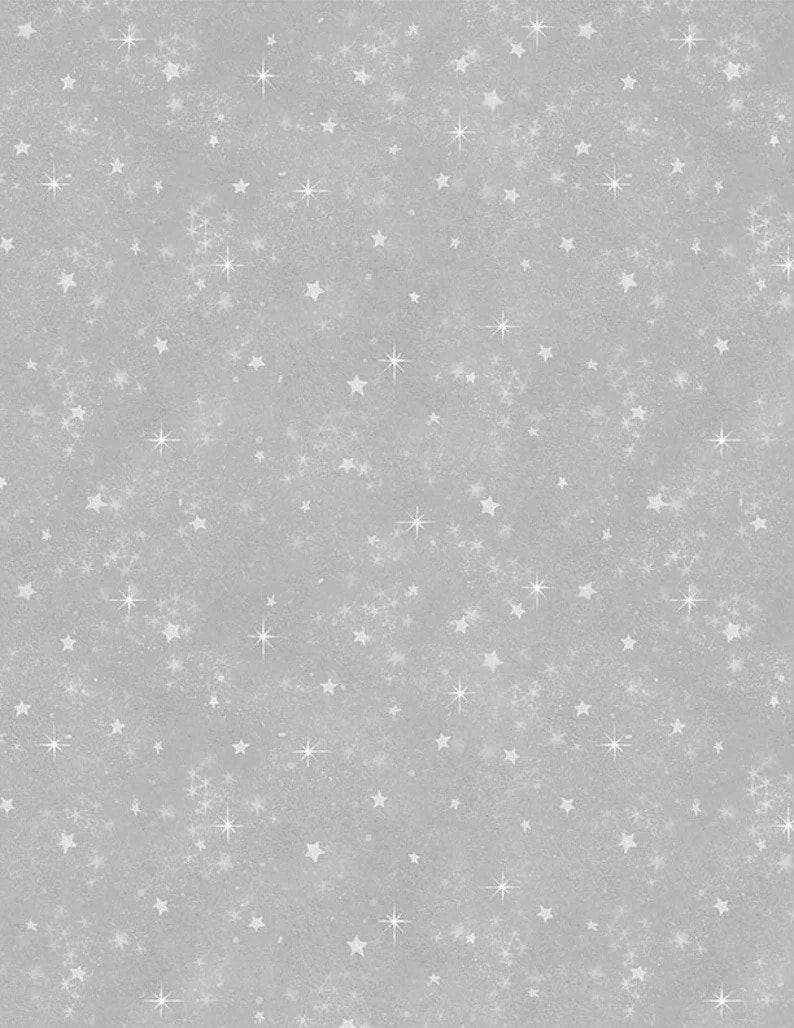 Woodland Gifts Star Toss Grey By Makiko for Wilmington Prints.