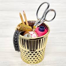 Hemline Gold Thimble Craft Container