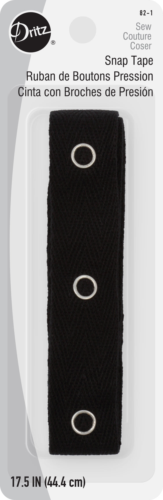 Dritz Snap Tape 17.5" (44.4cm) 12 Snaps - Black