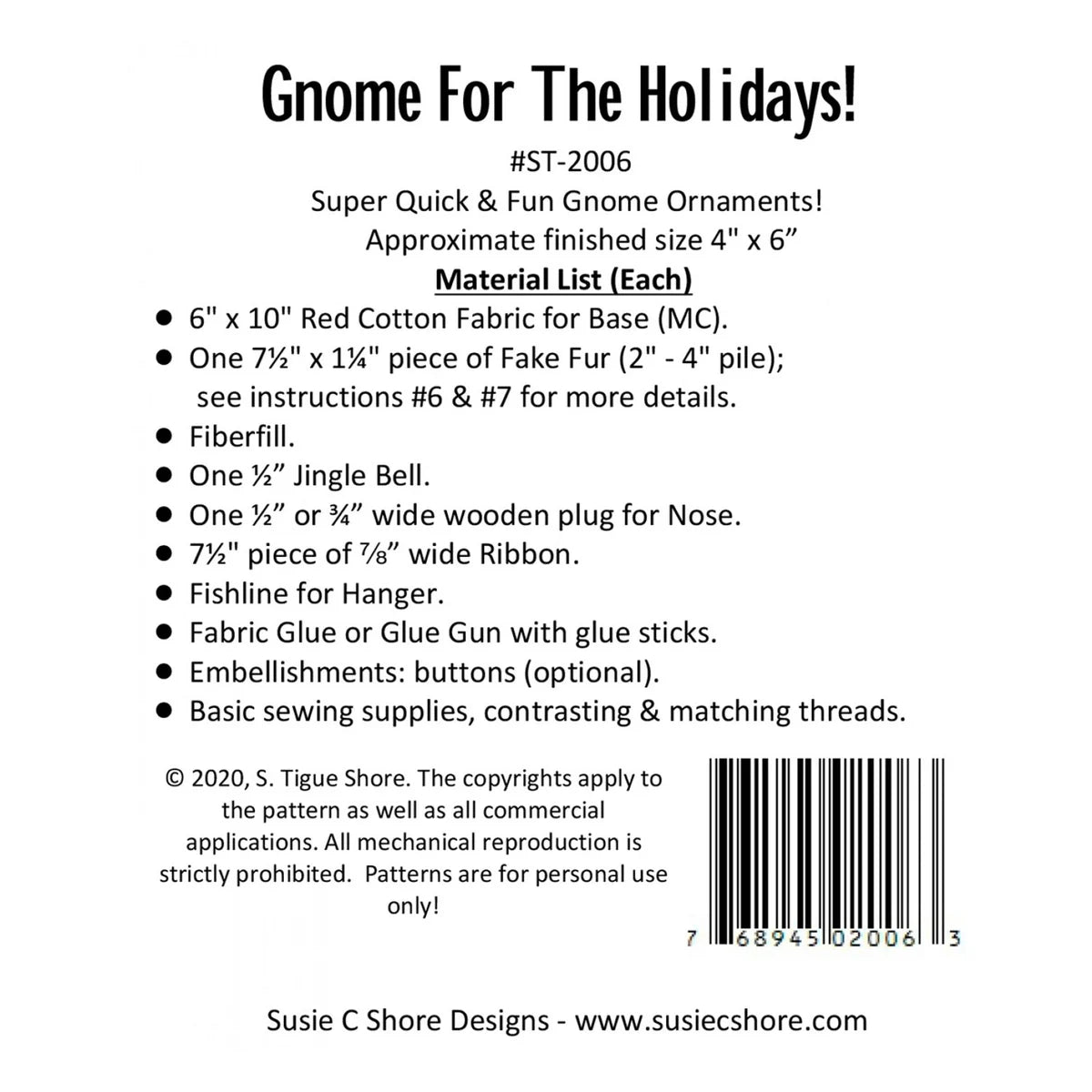 Gnome For The Holidays! Ornaments Pattern