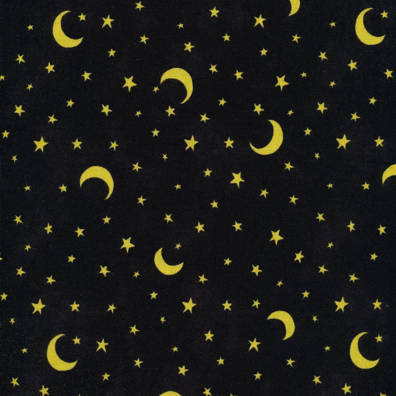 The Boo Crew Stars & Moons Toss Black by Susan Winget for Wilmington Prints