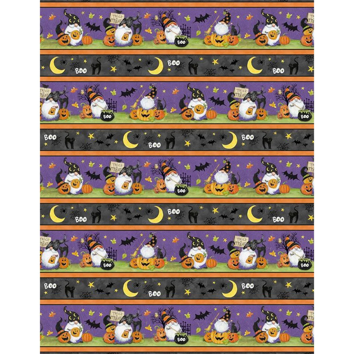 The Boo Crew Multi Gnome Purple by Susan Winget for Wilmington Prints