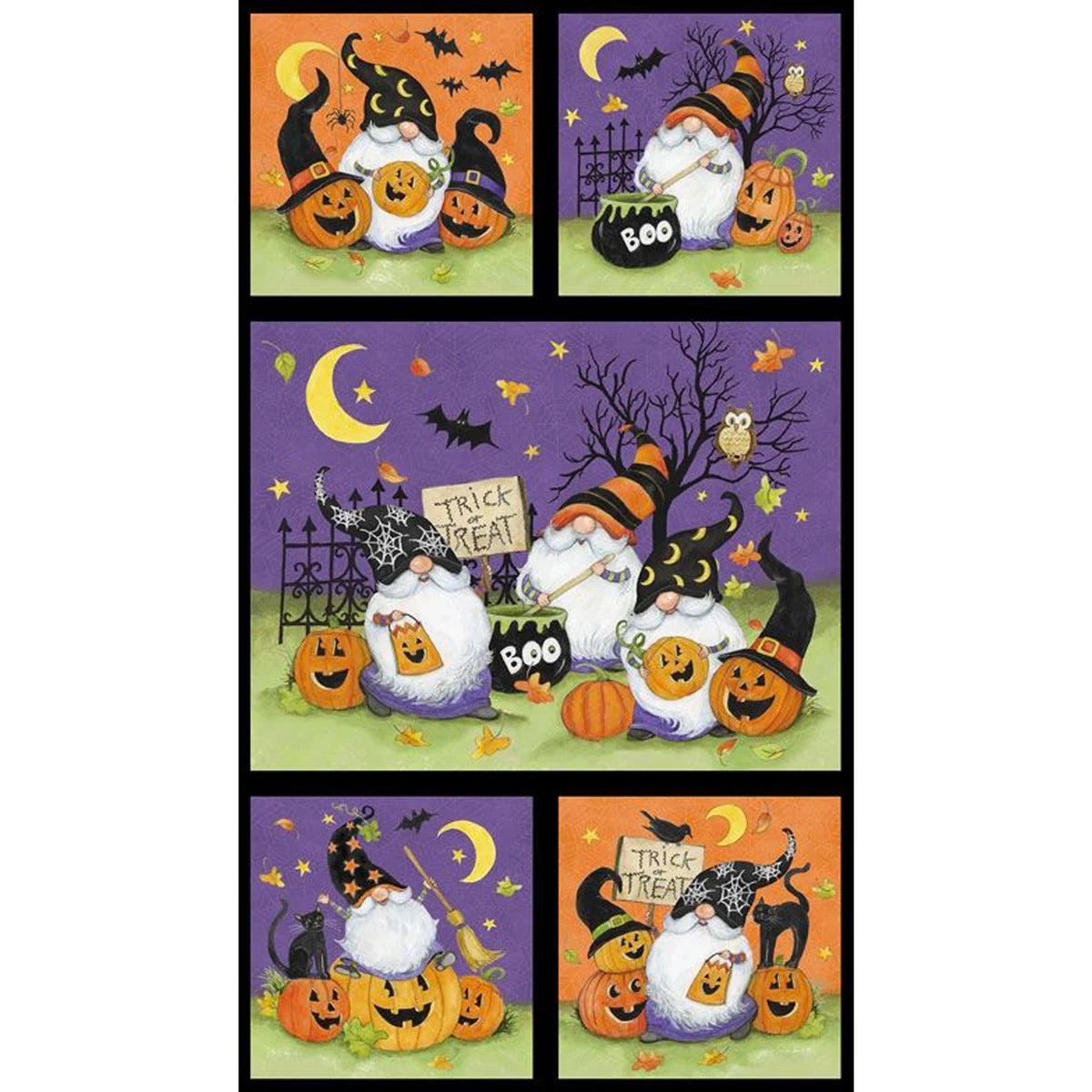 The Boo Crew Multi Panel Purple by Susan Winget for Wilmington Prints