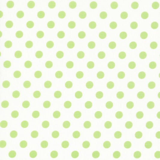 White & Large Pale Green Dots - Kimberbell Basics / Maywood Studio