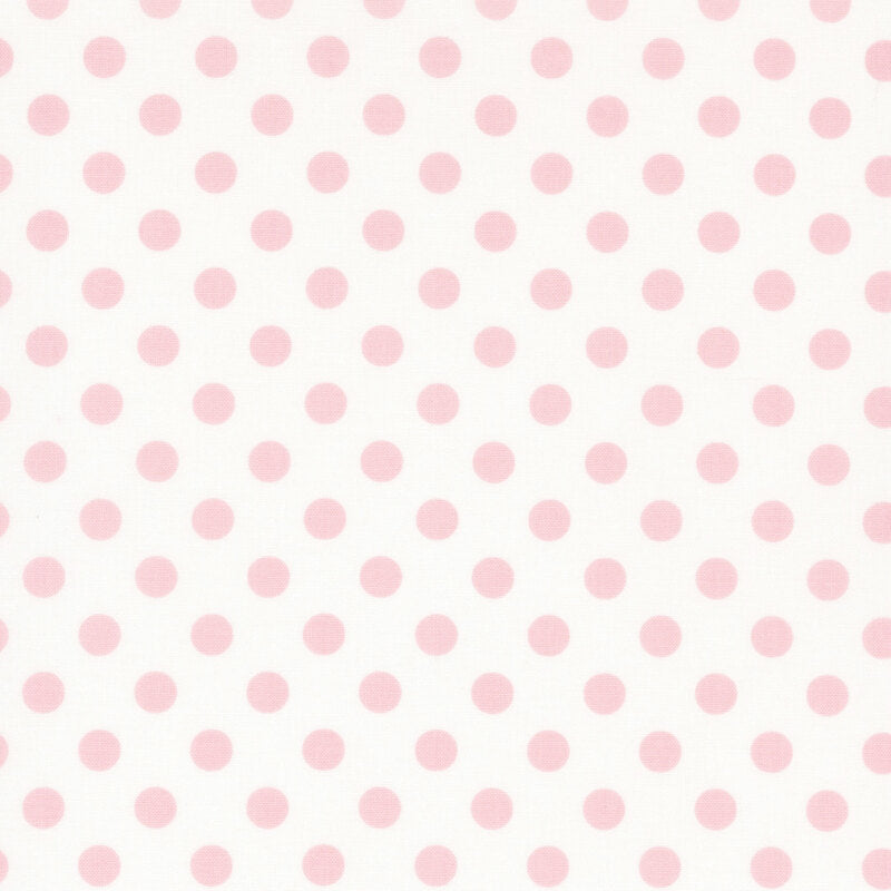 White & Large Pale Pink Dots - Kimberbell Basics / Maywood Studio