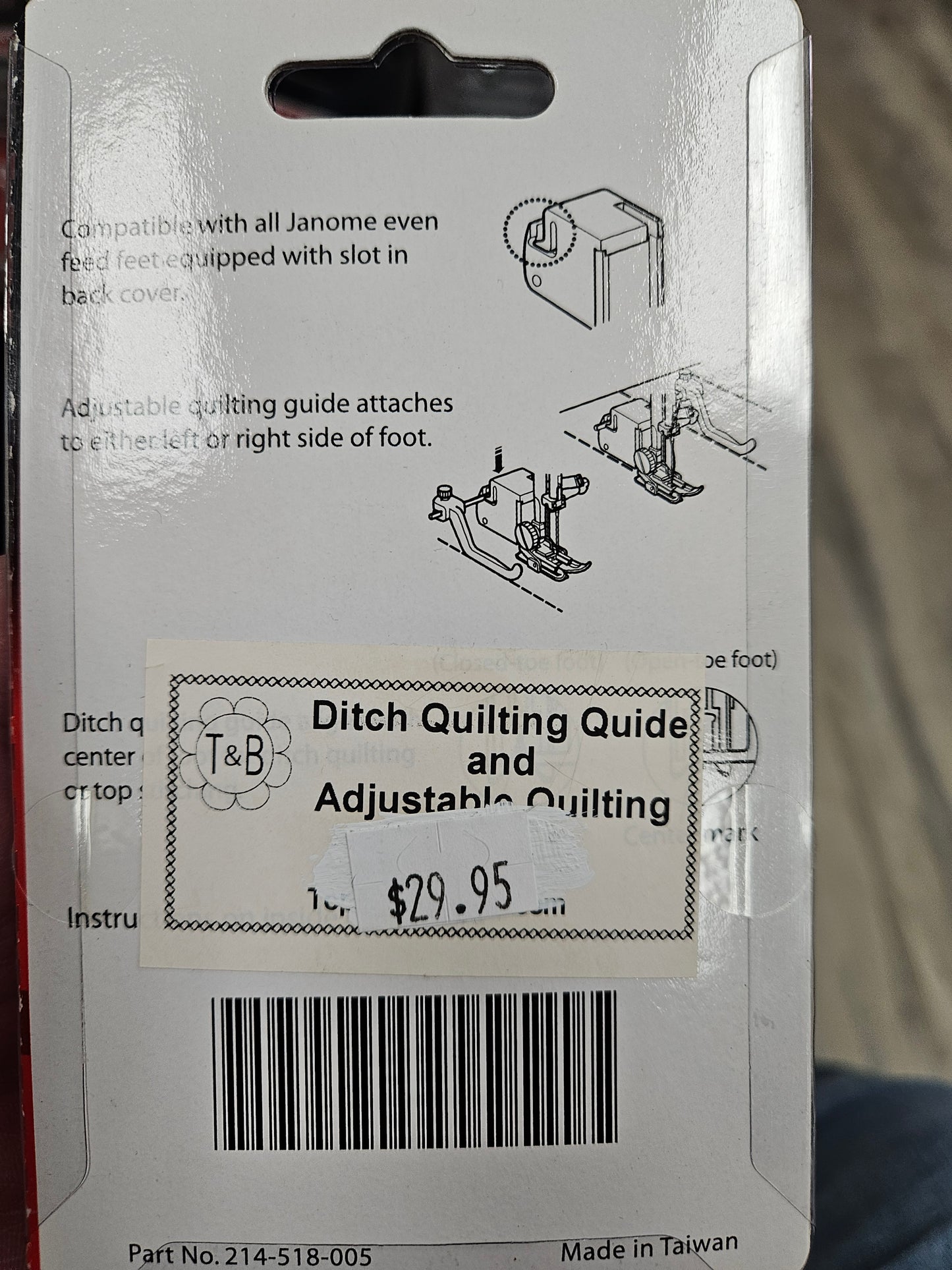 Janome Ditch Quilting Guide and Adjustable Quilting Guide
