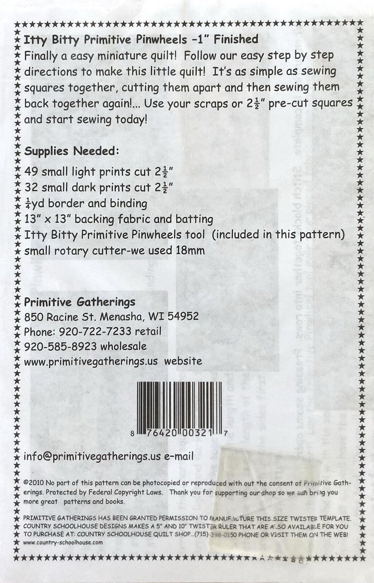 Itty Bitty Primitive Pinwheels by Lisa Bongean