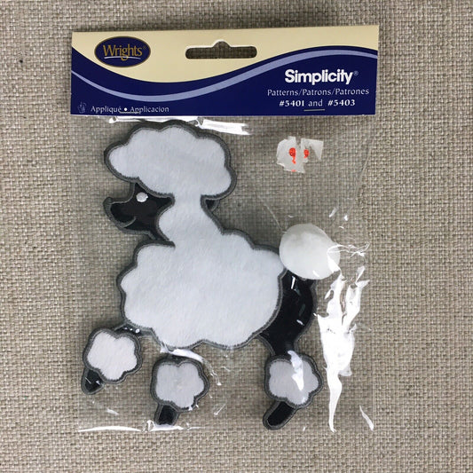 BLK/WHT Small Poodle Applique - Simplicity