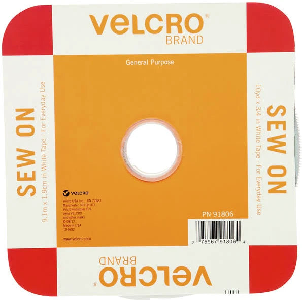 Sew On 10yd x 3/4in White - Velcro Brand