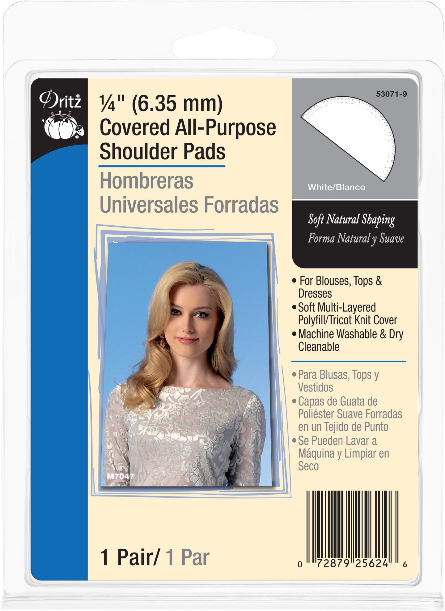 Dritz 1/4" Covered All-Purpose Shoulder Pads - 1 Pair, White