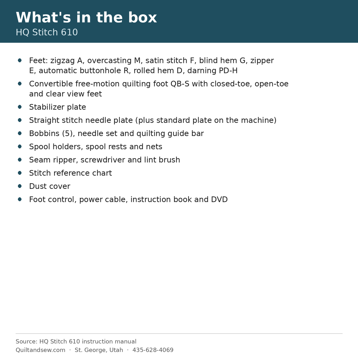 What's in the box - Handi Quilter Stitch 610 Sewing Machine