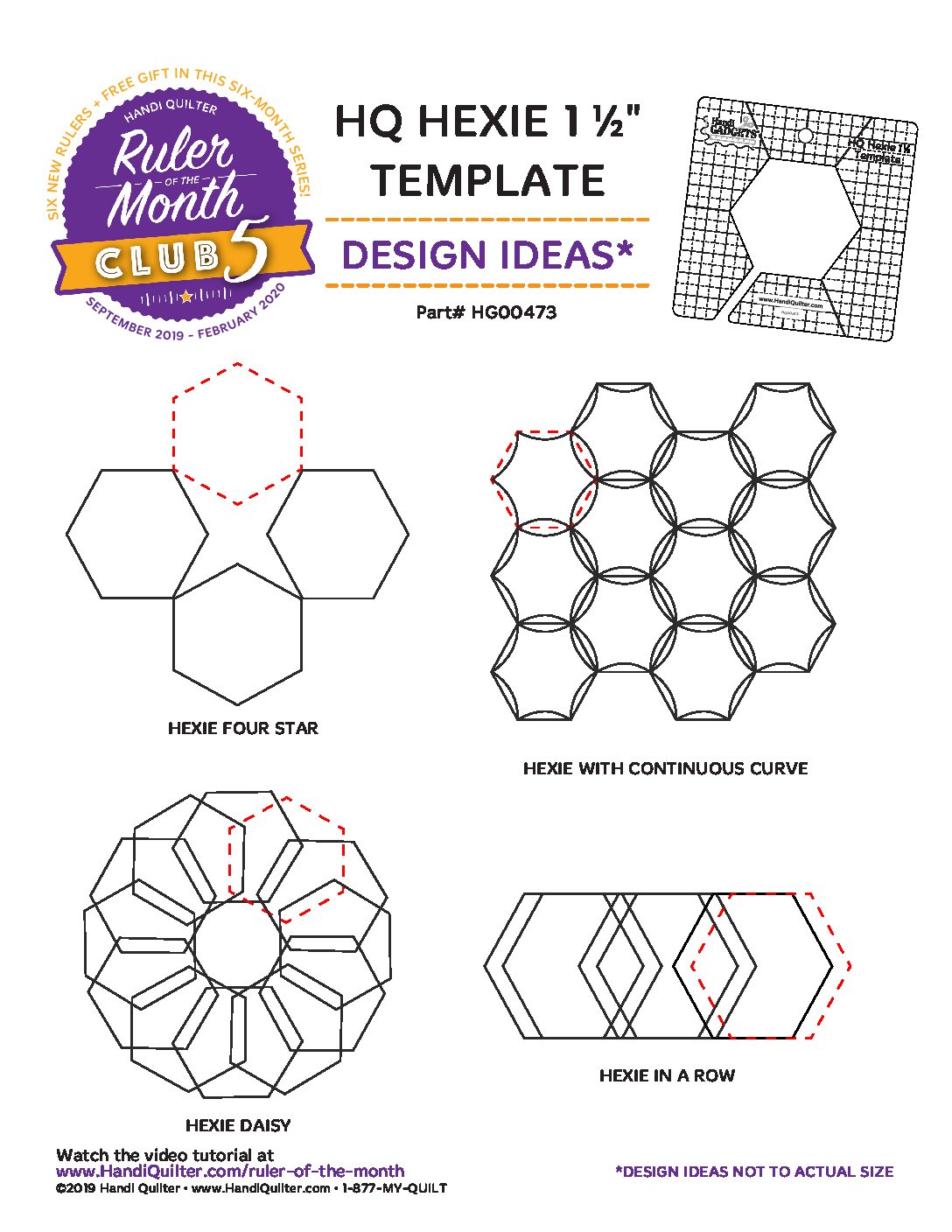 Handi Quilter Hexie 1.5" Template