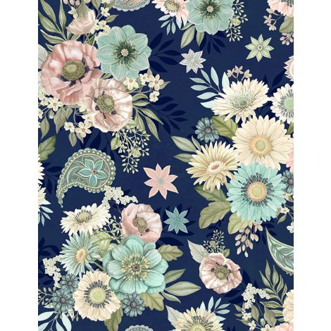 Wilmington Prints Blissful Large All Over Navy 27645-473