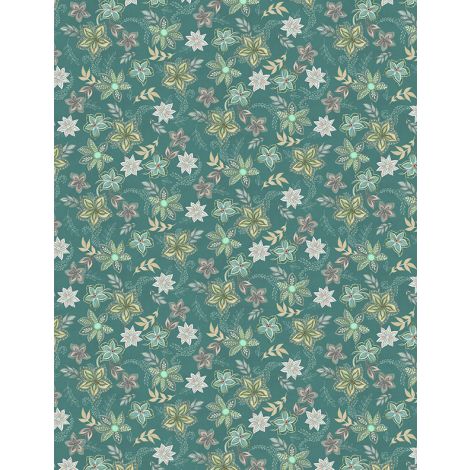 Wilmington Prints Blissful Graphic Floral Teal 27647-775
