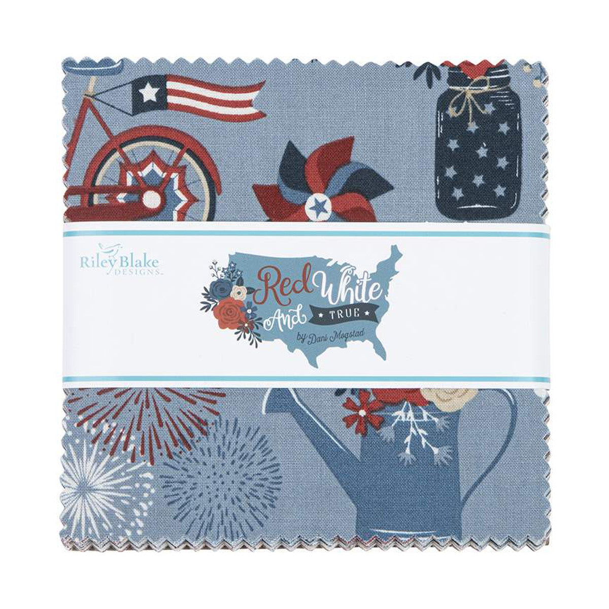 Red, White And True 5in Stacker, 42pcs by Riley Blake