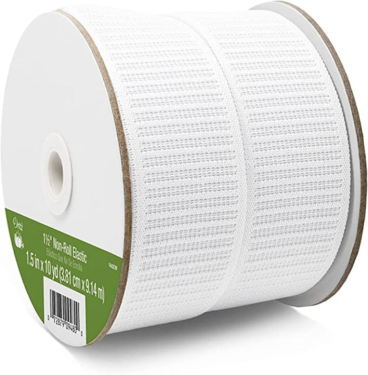 Dritz Non-Roll Woven Elastic, White, 1-1/2-Inch