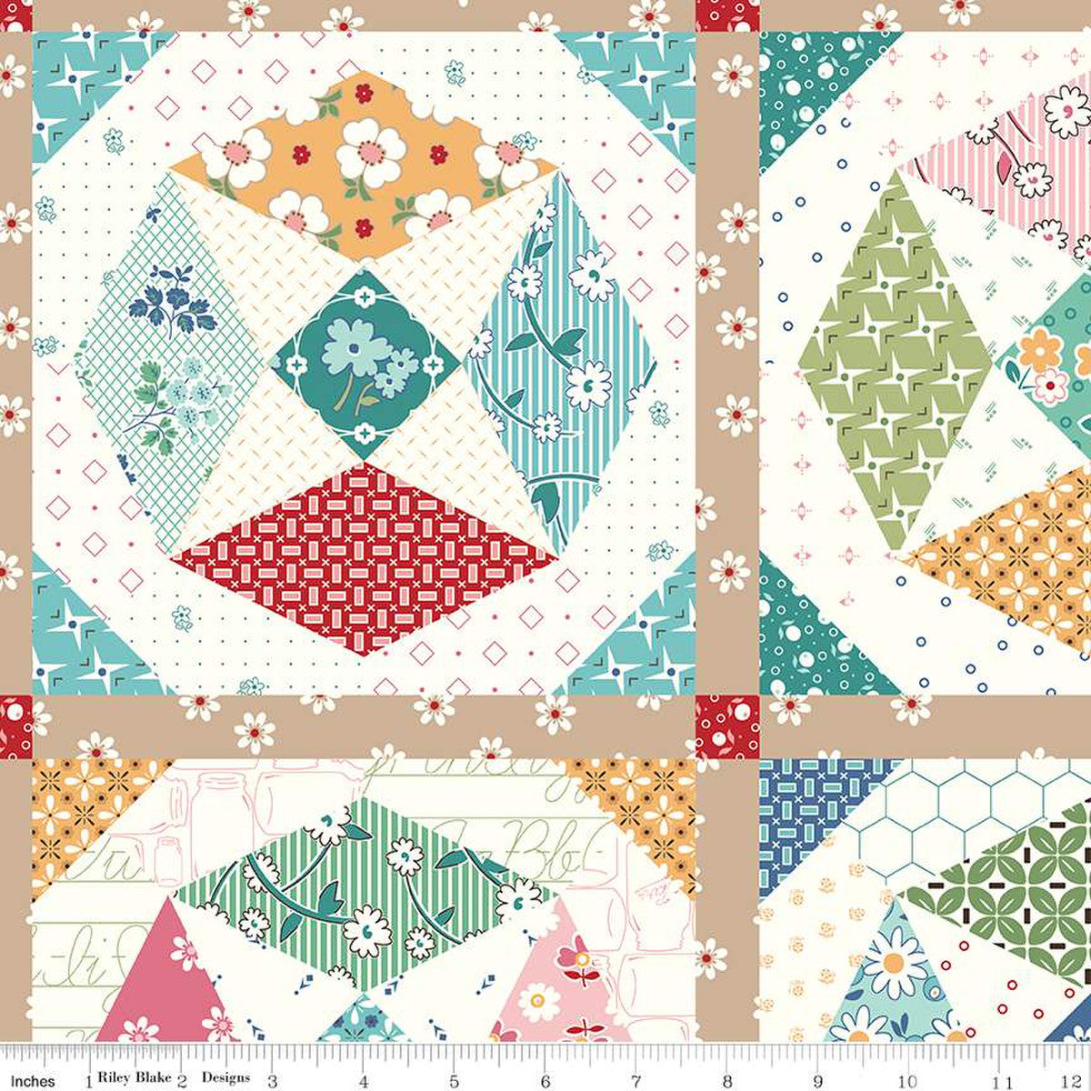 Cheater Print Vintage Bee by Riley Blake - Sold by the 1/4yd