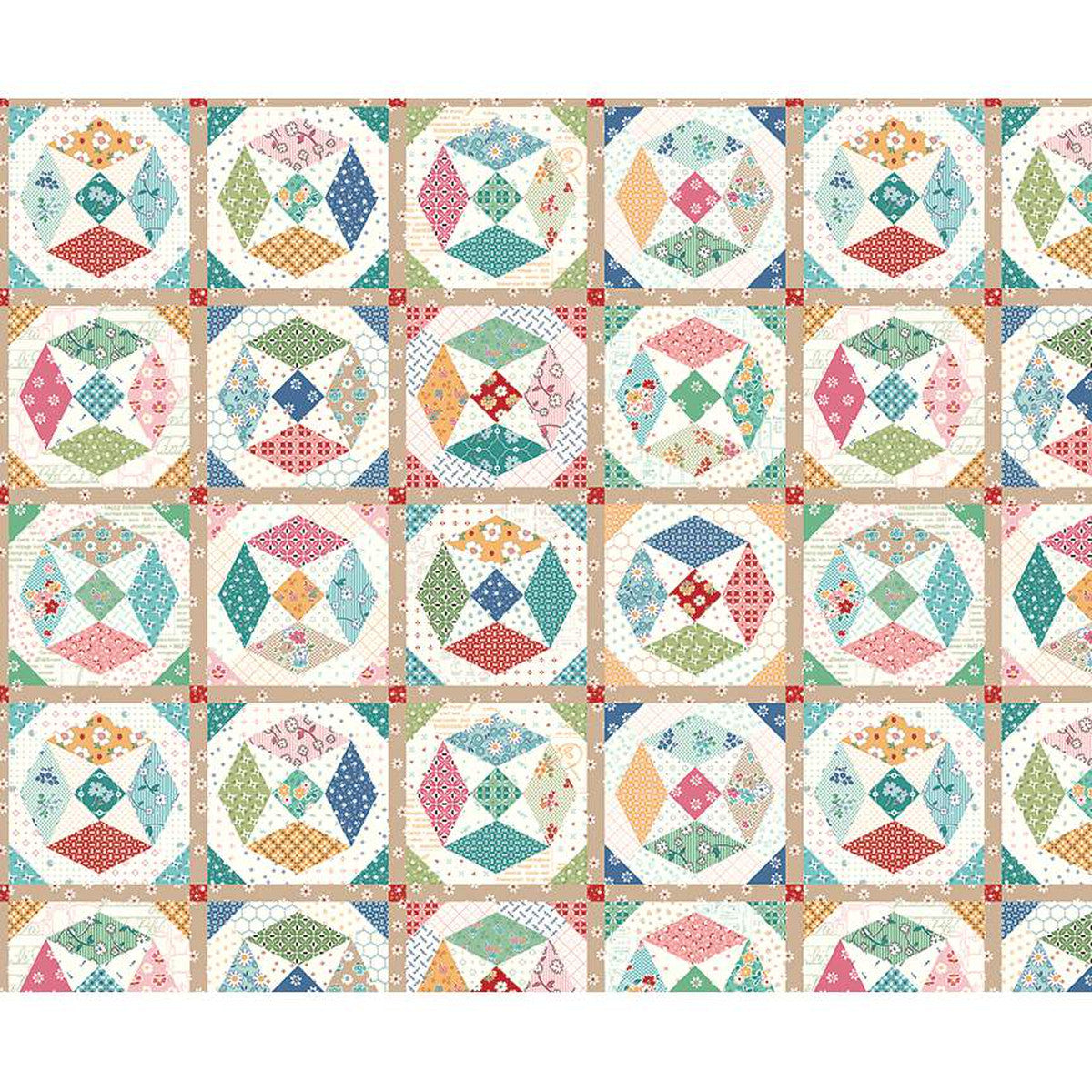 Cheater Print Vintage Bee by Riley Blake - Sold by the 1/4yd